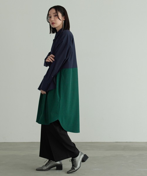 n'OrLABEL（ノアールレーベル）の「『レイヤードロングシャツ』（シャツワンピース・レディース・ネイビー/ブラック・FREE）」の11枚目の写真