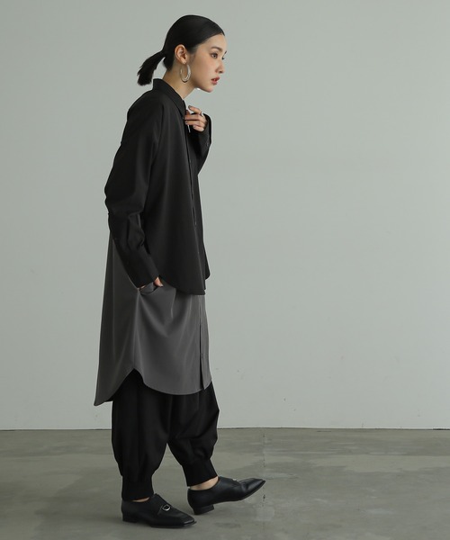 n'OrLABEL（ノアールレーベル）の「『レイヤードロングシャツ』（シャツワンピース・レディース・ネイビー/ブラック・FREE）」の7枚目の写真