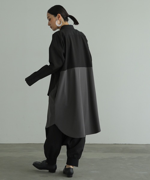 n'OrLABEL（ノアールレーベル）の「『レイヤードロングシャツ』（シャツワンピース・レディース・ネイビー/ブラック・FREE）」の8枚目の写真