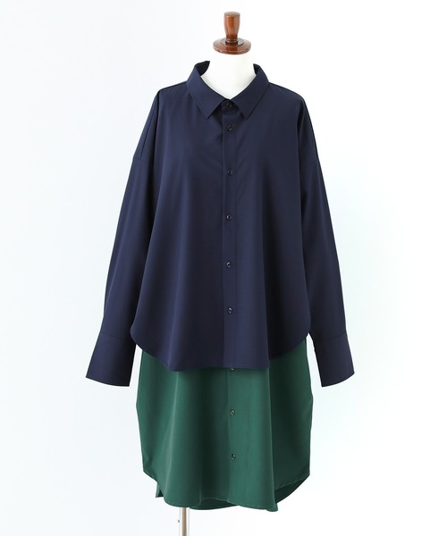 n'OrLABEL（ノアールレーベル）の「『レイヤードロングシャツ』（シャツワンピース・レディース・ネイビー/ブラック・FREE）」の19枚目の写真