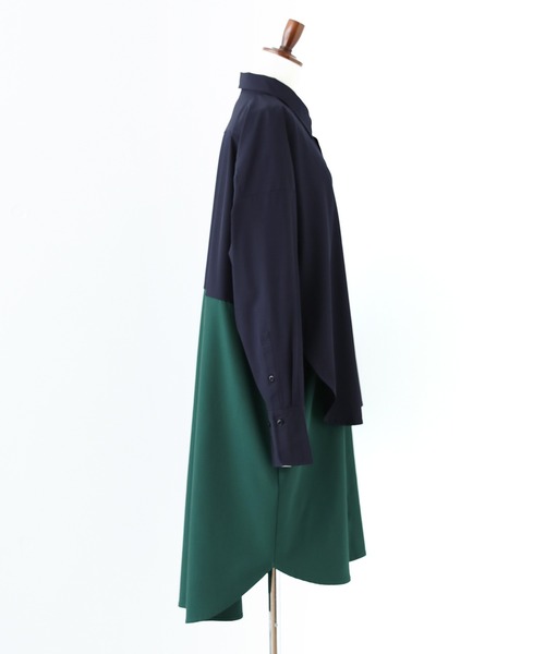 n'OrLABEL（ノアールレーベル）の「『レイヤードロングシャツ』（シャツワンピース・レディース・ネイビー/ブラック・FREE）」の20枚目の写真