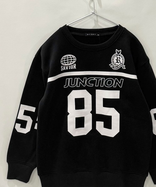 SHISKY(シスキー)の「裏起毛 綿タッチ ピリング防止加工 オーバーサイズ GAME トレーナー(スウェット・キッズ・ブラック/杢グレー/オフホワイト/ブラック系その他/ネイビー/チャコール・110/120/130/140/150/160)」の4枚目の写真