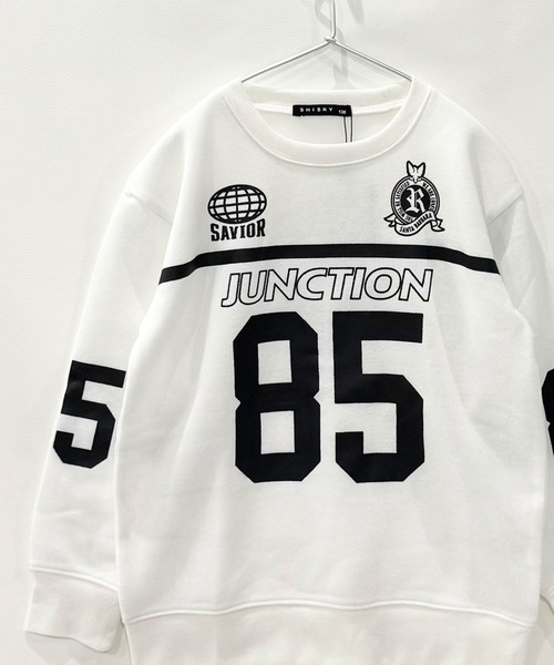 SHISKY(シスキー)の「裏起毛 綿タッチ ピリング防止加工 オーバーサイズ GAME トレーナー(スウェット・キッズ・ブラック/杢グレー/オフホワイト/ブラック系その他/ネイビー/チャコール・110/120/130/140/150/160)」の2枚目の写真