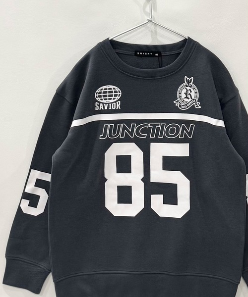 SHISKY(シスキー)の「裏起毛 綿タッチ ピリング防止加工 オーバーサイズ GAME トレーナー(スウェット・キッズ・ブラック/杢グレー/オフホワイト/ブラック系その他/ネイビー/チャコール・110/120/130/140/150/160)」の5枚目の写真
