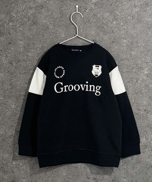 SHISKY(シスキー)の「裏起毛 綿タッチ ピリング防止加工 オーバーサイズ GAME トレーナー(スウェット・キッズ・ブラック/杢グレー/オフホワイト/ブラック系その他/ネイビー/チャコール・110/120/130/140/150/160)」の12枚目の写真