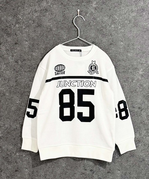 SHISKY(シスキー)の「裏起毛 綿タッチ ピリング防止加工 オーバーサイズ GAME トレーナー(スウェット・キッズ・ブラック/杢グレー/オフホワイト/ブラック系その他/ネイビー/チャコール・110/120/130/140/150/160)」の14枚目の写真