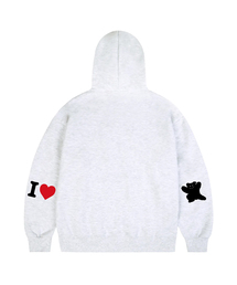 [ユニセックス]エルボウ I LOVE ベア フードパーカー_メランジホワイト