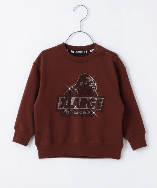 XLARGE KIDS(エクストララージキッズ)の「ラインストーンOGトレーナー(スウェット・キッズ・トップグレー/ブラック/ブラウン・90cm/140cm/130cm/100cm/120cm/110cm)」の1枚目の写真