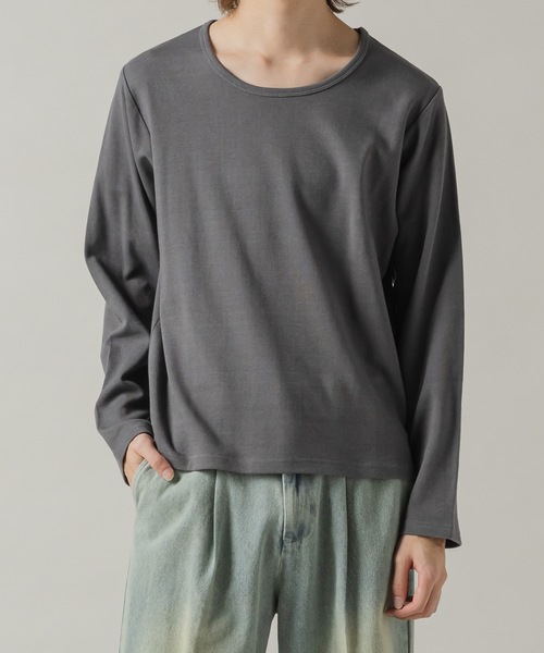 CASPER JOHN(キャスパージョン)の「Smooth U neck cut sew/スムースUネックカットソー(Tシャツ/カットソー・メンズ・ホワイト/ブラック/グレー/ライトグリーン/ブルー/レッド・X-SMALL/SMALL/MEDIUM/LARGE)」の3枚目の写真