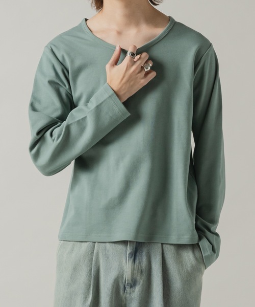 CASPER JOHN(キャスパージョン)の「Smooth U neck cut sew/スムースUネックカットソー(Tシャツ/カットソー・メンズ・ホワイト/ブラック/グレー/ライトグリーン/ブルー/レッド・X-SMALL/SMALL/MEDIUM/LARGE)」の4枚目の写真