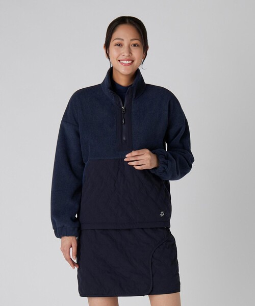 セール】ウィメンズ キルティング フリース クオータージップ プル