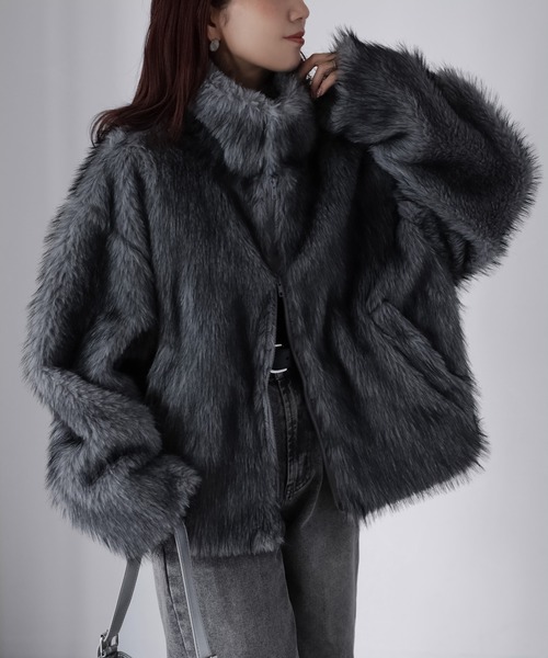 Riberry(リベリー)の「ダブルジップフェイクファーブルゾン(ブルゾン・レディース・ベージュ/ブラウン/ベージュ系/ブラック/ブラウン系/グレー・FREE)」の1枚目の写真