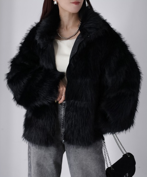 Riberry(リベリー)の「ダブルジップフェイクファーブルゾン(ブルゾン・レディース・ベージュ/ブラウン/ベージュ系/ブラック/ブラウン系/グレー・FREE)」の8枚目の写真