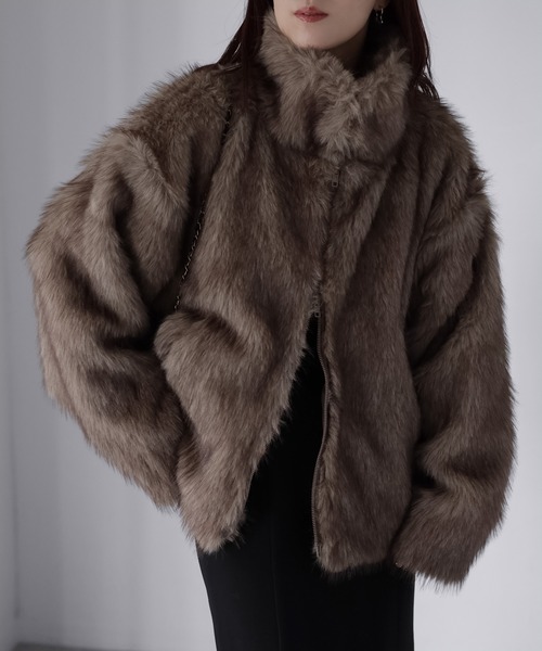 Riberry(リベリー)の「ダブルジップフェイクファーブルゾン(ブルゾン・レディース・ベージュ/ブラウン/ベージュ系/ブラック/ブラウン系/グレー・FREE)」の17枚目の写真