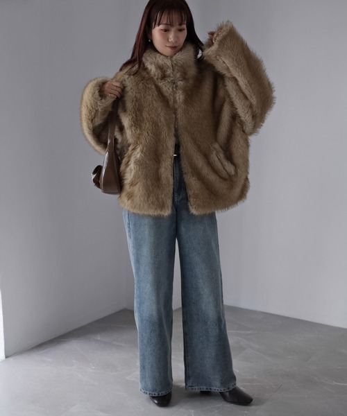 Riberry(リベリー)の「ダブルジップフェイクファーブルゾン(ブルゾン・レディース・ベージュ/ブラウン/ベージュ系/ブラック/ブラウン系/グレー・FREE)」の21枚目の写真