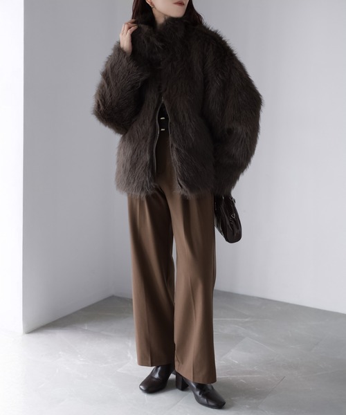 Riberry(リベリー)の「ダブルジップフェイクファーブルゾン(ブルゾン・レディース・ベージュ/ブラウン/ベージュ系/ブラック/ブラウン系/グレー・FREE)」の15枚目の写真