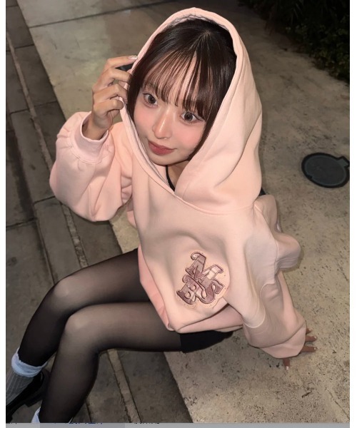 My sugar Babe（マイシュガーベイブ）の「line stone applique hoodie（パーカー・メンズ・オフホワイト/グレー/ピンク系/ダークブラウン/ネイビー系・MEDIUM/LARGE）」の8枚目の写真