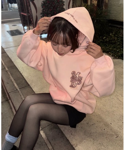 My sugar Babe（マイシュガーベイブ）の「line stone applique hoodie（パーカー・メンズ・オフホワイト/グレー/ピンク系/ダークブラウン/ネイビー系・MEDIUM/LARGE）」の9枚目の写真