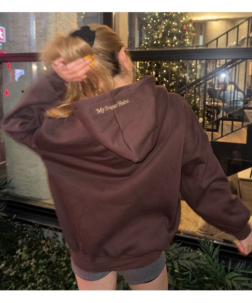 My sugar Babe（マイシュガーベイブ）の「line stone applique hoodie（パーカー・メンズ・オフホワイト/グレー/ピンク系/ダークブラウン/ネイビー系・MEDIUM/LARGE）」の14枚目の写真