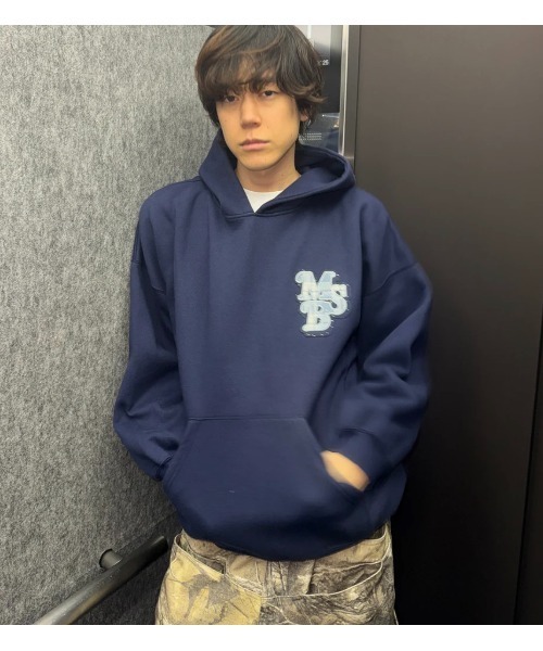 My sugar Babe（マイシュガーベイブ）の「line stone applique hoodie（パーカー・メンズ・オフホワイト/グレー/ピンク系/ダークブラウン/ネイビー系・MEDIUM/LARGE）」の15枚目の写真