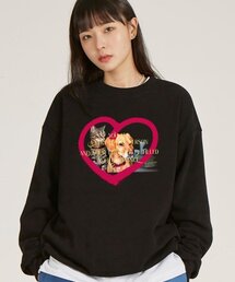 ラブリーペッツワッフル裏毛スウェット_ブラック
