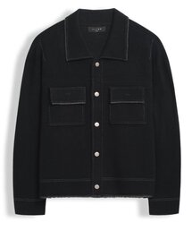ALYSS（アリス）の「Tassel line stitch knit trucker jacket [black]（デニムジャケット）」