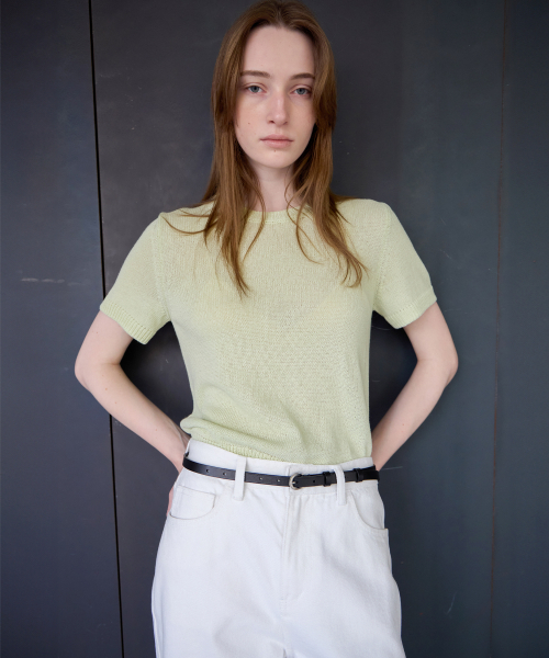 LEVAR(レバー)の「Fresh Cotton Round Knit - Mellow Mint(ニット/セーター・レディース・ミント・FREE)」の1枚目の写真