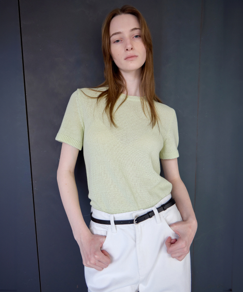 LEVAR(レバー)の「Fresh Cotton Round Knit - Mellow Mint(ニット/セーター・レディース・ミント・FREE)」の2枚目の写真