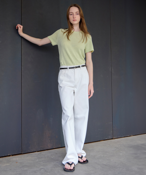 LEVAR(レバー)の「Fresh Cotton Round Knit - Mellow Mint(ニット/セーター・レディース・ミント・FREE)」の4枚目の写真