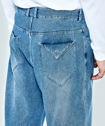 Waffle denim pants - blue
