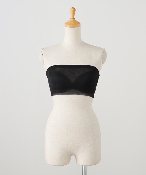 IENA(イエナ)の「NICENICE MOMENT/ナイスナイスモーメント MESH TUBE TOP NNM03-2403-101(チューブトップ・レディース・ベージュ/ブラック・4/1)」の1枚目の写真