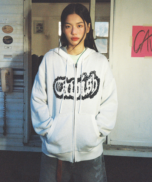 Cavish(カビシ)の「RUGGED KNIT ZIP UP HOODIE IVORY(CV2FSUK680A)(パーカー・レディース・アイボリー・MEDIUM/LARGE)」の1枚目の写真