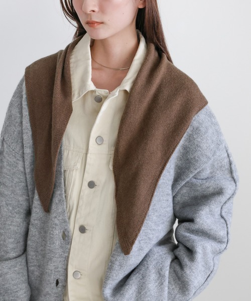 select MOCA(セレクトモカ)の「ソフトタッチニットバブーシュカ(ネックウォーマー/スヌード・レディース・グレー/ブラック/ブラウン・FREE)」の3枚目の写真