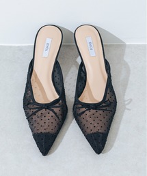 EVOL（イーボル）の「【柔らかい・クッション入り】シアーチュールリボンミュール JA5942（サンダル）」