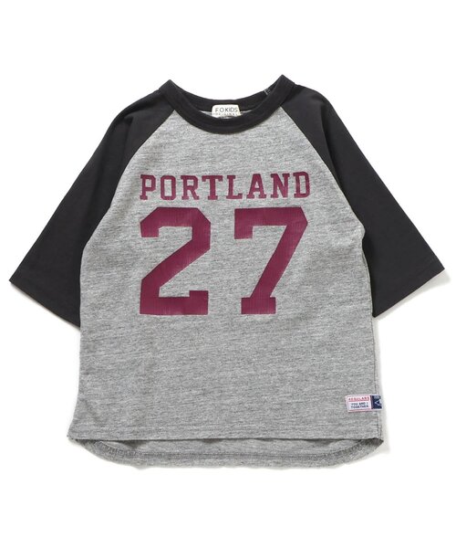 F.O.KIDS（エフオーキッズ）の「ラグランTシャツ（7分丈）_ジュニア対応（Tシャツ/カットソー・キッズ・グリーン/グレー/キナリ・80/90/100/110/120/130/140）」の3枚目の写真