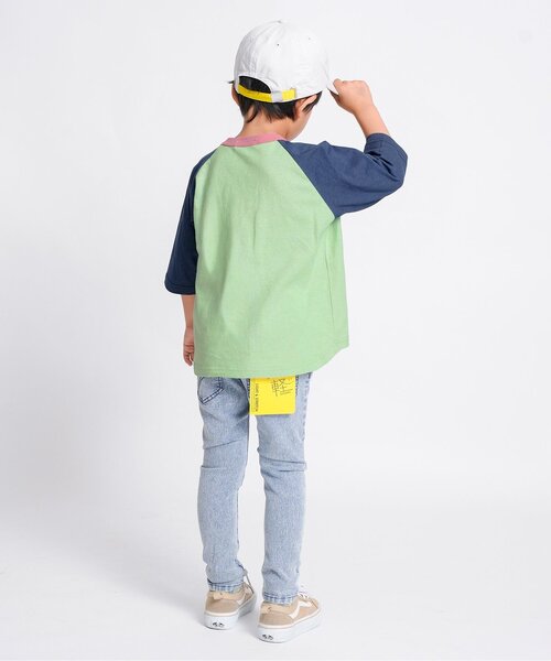 F.O.KIDS（エフオーキッズ）の「ラグランTシャツ（7分丈）_ジュニア対応（Tシャツ/カットソー・キッズ・グリーン/グレー/キナリ・80/90/100/110/120/130/140）」の5枚目の写真