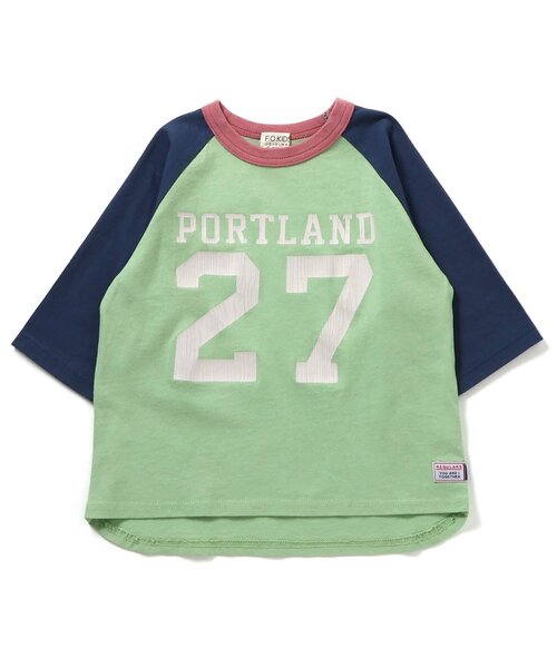 F.O.KIDS（エフオーキッズ）の「ラグランTシャツ（7分丈）_ジュニア対応（Tシャツ/カットソー・キッズ・グリーン/グレー/キナリ・80/90/100/110/120/130/140）」の6枚目の写真