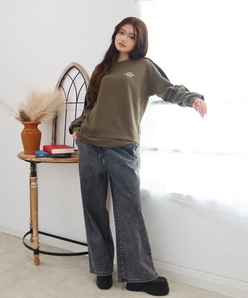 CECIL McBEE(セシルマクビー)の「裏起毛デニムワイドイージーパンツ(デニムパンツ・レディース・ブラック/ライトブルー・MEDIUM/LARGE)」の14枚目の写真