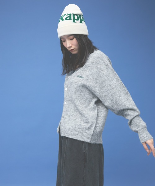 Kappa(カッパ)の「≪Kappa×and ST ウェルネスクラブ≫ロゴ刺繍Vネックカーディガン (ユニセックス)(カーディガン/ボレロ・レディース・ミント/ブラック/グレー/ブルー・LARGE/SMALL/MEDIUM)」の17枚目の写真