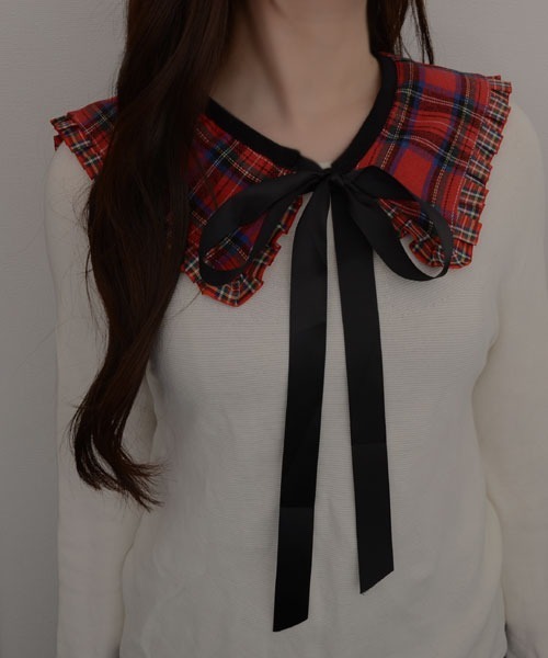 セール】【resonance】タータンチェック柄 レトロ フリル つけ襟