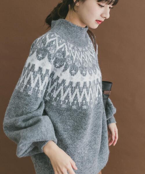 ITEMS URBANRESEARCH（アイテムズ アーバンリサーチ）の「シャギーノルディックニット（ニット/セーター・レディース・グレー/ネイビー/ブラウン・FREE）」の2枚目の写真