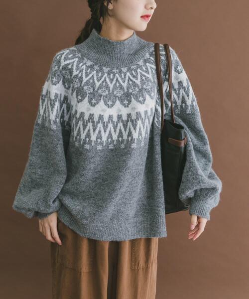 ITEMS URBANRESEARCH（アイテムズ アーバンリサーチ）の「シャギーノルディックニット（ニット/セーター・レディース・グレー/ネイビー/ブラウン・FREE）」の15枚目の写真