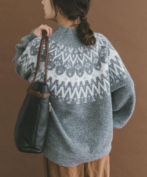 ITEMS URBANRESEARCH（アイテムズ アーバンリサーチ）の「シャギーノルディックニット（ニット/セーター・レディース・グレー/ネイビー/ブラウン・FREE）」の16枚目の写真