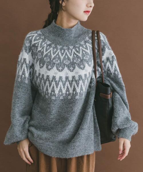 ITEMS URBANRESEARCH（アイテムズ アーバンリサーチ）の「シャギーノルディックニット（ニット/セーター・レディース・グレー/ネイビー/ブラウン・FREE）」の17枚目の写真