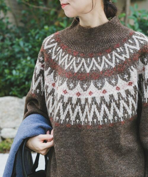 ITEMS URBANRESEARCH（アイテムズ アーバンリサーチ）の「シャギーノルディックニット（ニット/セーター・レディース・グレー/ネイビー/ブラウン・FREE）」の6枚目の写真