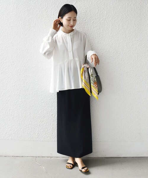 【WEB限定】〈手洗い可能〉ドット 花柄 袖 シャーリング ブラウス WEB限定】〈手洗い可能〉ドット 花柄 袖 シャーリング ブラウス