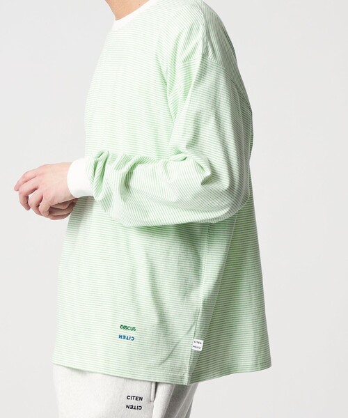 DISCUS ATHLETIC（ディスカス　アスレチック）の「【別注】＜DISCUS ATHLETIC×CITEN＞ボーダーロンT（Tシャツ/カットソー・メンズ・ホワイト/ライム/ネイビー・M/L）」の2枚目の写真