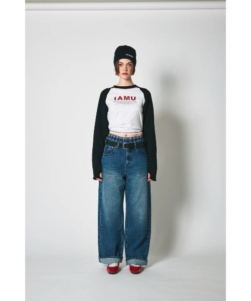 CREO STORE（クレオストア）の「【IAMU】Unisex  Denim Pants　ワイドデニムパンツ（ユニセックス）（デニムパンツ・レディース・ブルー・0/1）」の3枚目の写真