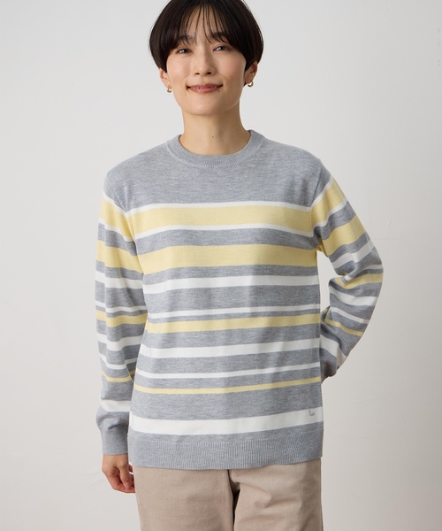 DECOY SINCE 1981（デコイシンスイチキュウハチイチ）の「マルチボーダーニットプルオーバー【洗える】（ニット/セーター・レディース・グレー/ネイビー・M/L/LL）」の13枚目の写真