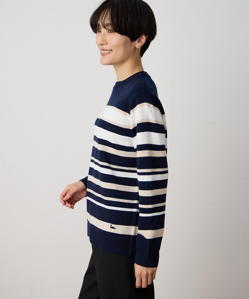 DECOY SINCE 1981（デコイシンスイチキュウハチイチ）の「マルチボーダーニットプルオーバー【洗える】（ニット/セーター・レディース・グレー/ネイビー・M/L/LL）」の14枚目の写真